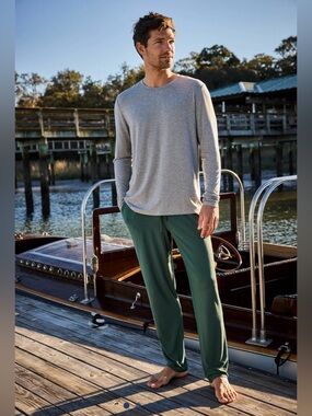 Lake bamboo lounge pants men's M green pajamas sleep